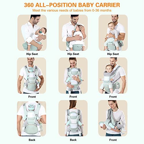 Baby Carrier Ergonomic Infant Carrier with Hip Seat Kangaroo Bag Soft Baby Carrier Newborn to Toddler 7-45lbs Front and Back Baby Holder Carrier for Men/Women Dad Mom