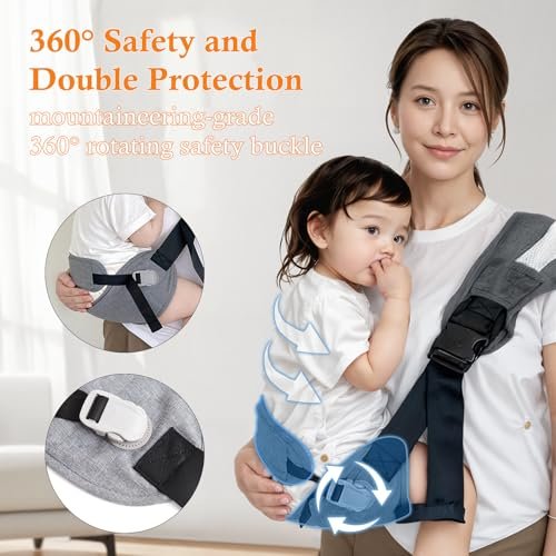 Baby Carrier Newborn to Toddler-Adjustable Baby Sling Carrier,Toddler Carrier for 25-60lbs,Comfortable Toddler Sling for Hands-Free Carrying (Gray)