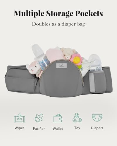 Baby Carrier Pro, MOMTORY Safety-Certified 6-in-1 Ultra Storage Baby Carrier Newborn to Toddler, Detachable Baby Holder Carrier with Hip Seat, Ergonomic Cozy Baby Front and Back Carrier for 7-50lbs