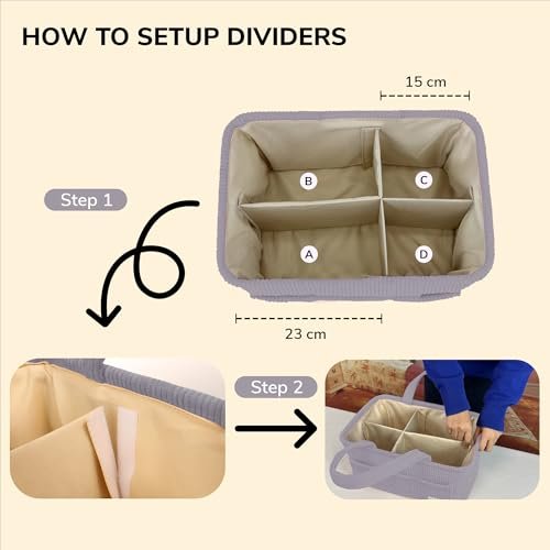 Baby Diaper Caddy & Nursery Storage Bin - Portable Organizer for Diapers & Baby Wipes - Newborn Essentials & Car Caddy (Grey)