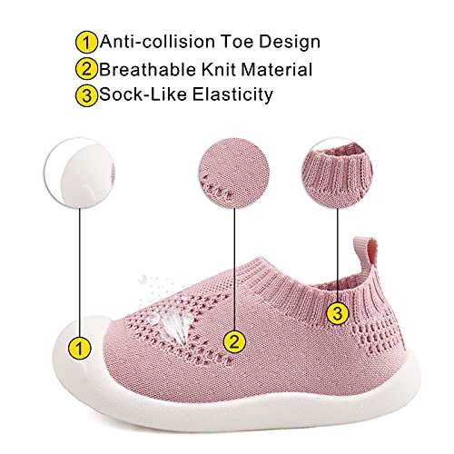 Baby First-Walking Shoes 1-4 Years Kid Shoes Trainers Toddler Infant Boys Girls Soft Sole Non Slip Cotton Canvas Mesh Breathable Lightweight TPR Material Slip-on Sneakers Outdoor
