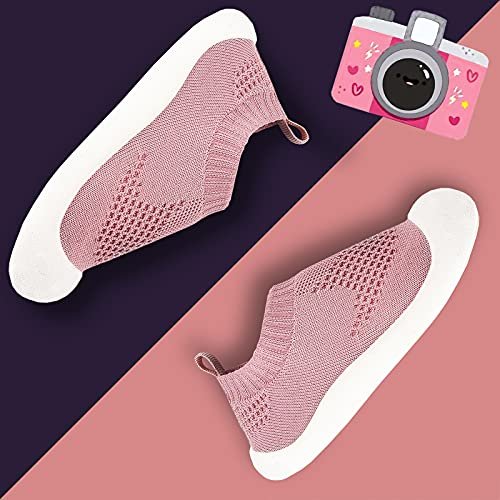 Baby First-Walking Shoes 1-4 Years Kid Shoes Trainers Toddler Infant Boys Girls Soft Sole Non Slip Cotton Canvas Mesh Breathable Lightweight TPR Material Slip-on Sneakers Outdoor