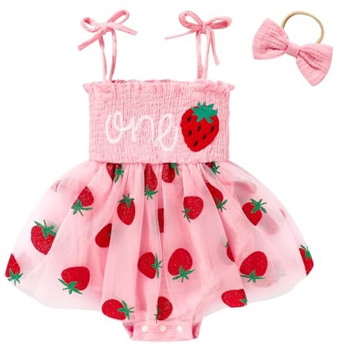 Baby Girl 1st Birthday Clothes One Year Old Tulle Romper Sleeveless Bodysuit Cake Smash Outfits