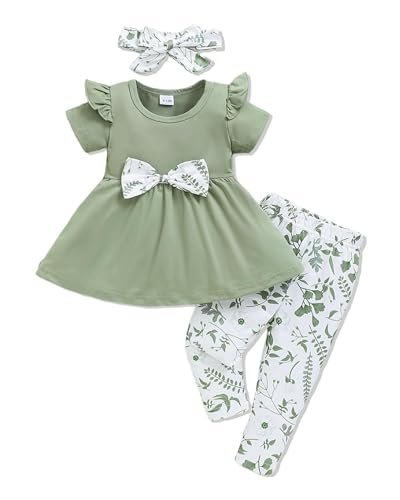 Baby Girl Clothes Toddler Girl Outfits Infant Girl Summer Clothes for Girl Ruffle Shirt Pants+Cute Headband 3PCS