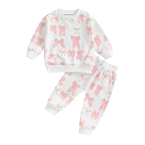 Baby Girl Fall Winter Outfits Toddler Clothes Long Sleeve Floral Graphic Crewneck Sweatshirt + Joggers Pants Set