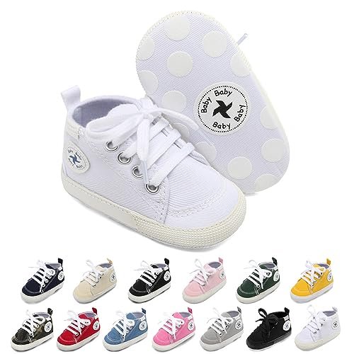 Baby Girls Boys Shoes Soft Anti-Slip Sole Newborn First Walkers High Top Canvas Denim Unisex Infant Sneaker