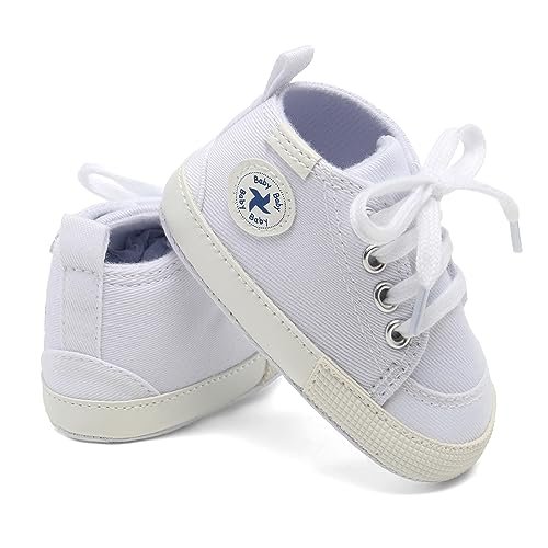 Baby Girls Boys Shoes Soft Anti-Slip Sole Newborn First Walkers High Top Canvas Denim Unisex Infant Sneaker