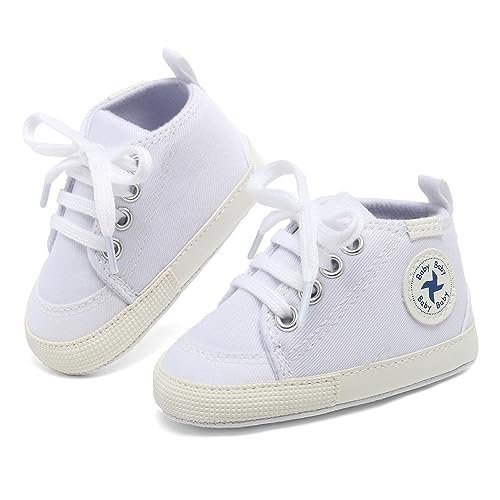 Baby Girls Boys Shoes Soft Anti-Slip Sole Newborn First Walkers High Top Canvas Denim Unisex Infant Sneaker