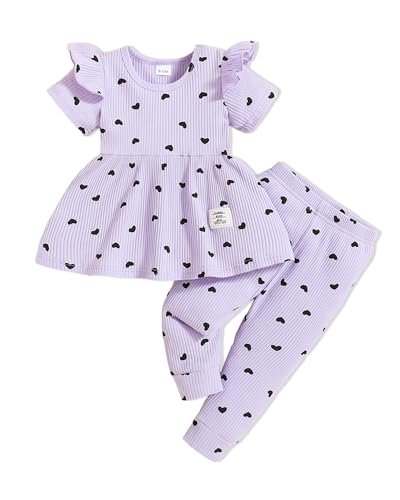 Baby Girls Clothes Toddler Girl Outfits Fall Infant WInter Ribbed Pants Set for 6 9 12 18 24 Months 2t 3t Girls