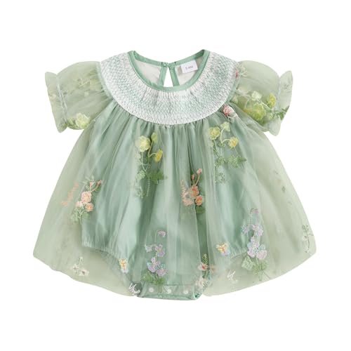 Baby Girls Tulle Tutu Dress Party Holiday Princess Dresses Infant Toddler Embroidery Flower Fairy Romper Dress
