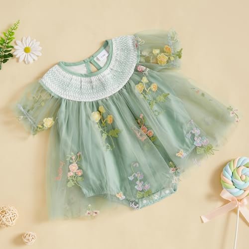 Baby Girls Tulle Tutu Dress Party Holiday Princess Dresses Infant Toddler Embroidery Flower Fairy Romper Dress