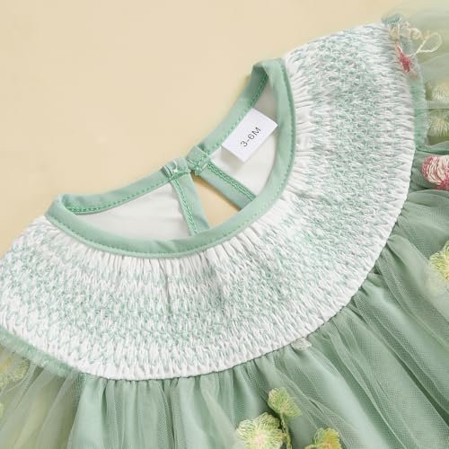 Baby Girls Tulle Tutu Dress Party Holiday Princess Dresses Infant Toddler Embroidery Flower Fairy Romper Dress