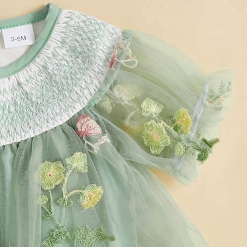 Baby Girls Tulle Tutu Dress Party Holiday Princess Dresses Infant Toddler Embroidery Flower Fairy Romper Dress