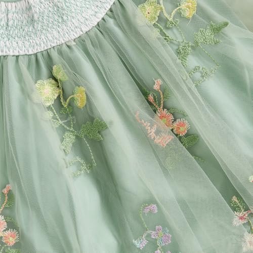 Baby Girls Tulle Tutu Dress Party Holiday Princess Dresses Infant Toddler Embroidery Flower Fairy Romper Dress