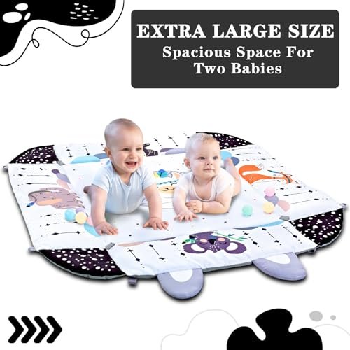 Baby Gym Play Mat, 8-in-1 Tummy Time Mat & Activity Gym, Washable Ball Pit, Infant Play Mat with Detachable Toys for Sensory Exploration and Motor Skill Development