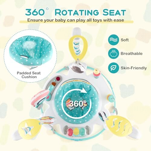 BABY JOY Baby Jumpers and Bouncers, Infant Activity Center with Music Lights Sounds, 360° Rotating Seat and 3 Adjustable Heights, Baby Play and Learning Center for 6-12 Months