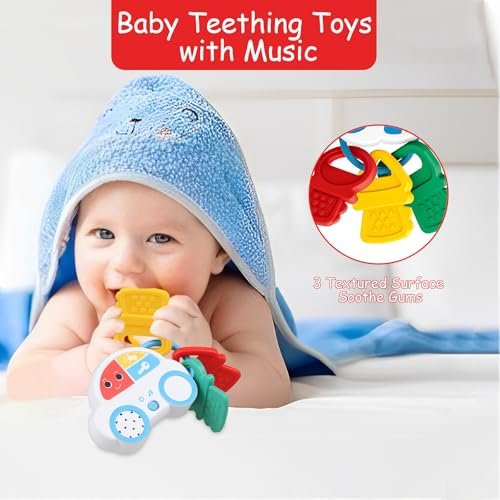 Baby Montessori Sensory Learning Toys with Sounds - Infant Toddlers Travel Activities Musical Teething Toys for Babies 0 3 6 9 12 18 Months - Newborn Shower Gifts for 1 2 3 Year Old Boys Girls