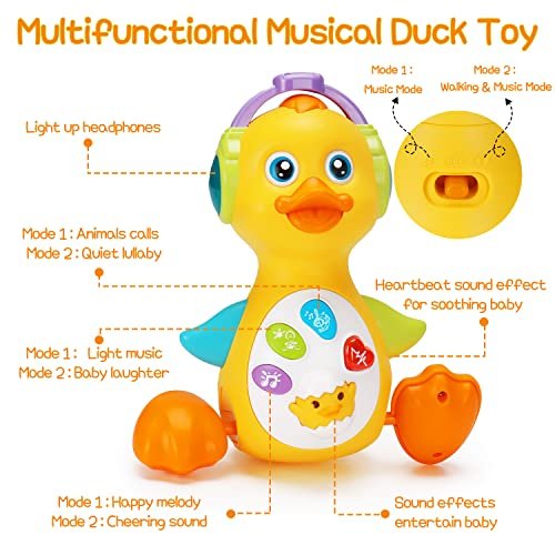 Baby Musical Duck Toy Dancing Crawling Tummy Time, Light Up Infant Toys 0-3-6 6-12 12-18 Months Gifts for 1 2 Year Old Boys Girls Baby Learning Development Toddler Toys Age 1-2
