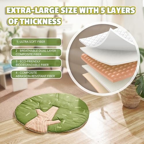 Baby Play Gym Mat - Jungle Safari Activity Mat with 8 Detachable Toys for Sensory Development - Thick, Oversized, Washable and Non-Slip Bottom Playmat - Perfect Tummy Time Mat for Baby