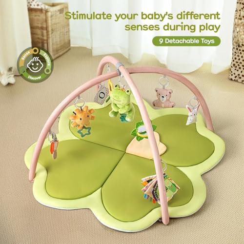 Baby Play Mat Activity Gym for Babies and Toddlers, Four-Leaf Clover Baby Play Gyms & Playmats for Babies