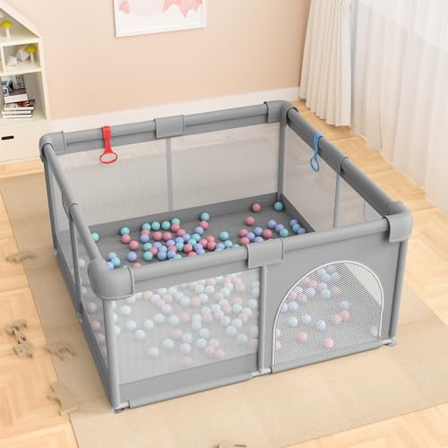 Baby Playpen 51”×51” - Play Pens for Babies and Toddlers, Baby Playards for Infants with Soft Breathable Mesh | Easy Setup | Baby Play Yard with Gate and Carry Bag