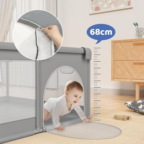 Baby Playpen 51”×51” - Play Pens for Babies and Toddlers, Baby Playards for Infants with Soft Breathable Mesh | Easy Setup | Baby Play Yard with Gate and Carry Bag