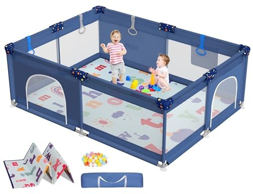 Baby Playpen with Mat, 71" × 59" Extra Large Playpen for Toddler, Baby Playard with Breathable Mesh, Fence Play & Sleep Area for Indoor & Outdoor