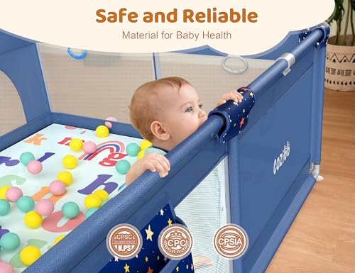 Baby Playpen with Mat, 71" × 59" Extra Large Playpen for Toddler, Baby Playard with Breathable Mesh, Fence Play & Sleep Area for Indoor & Outdoor