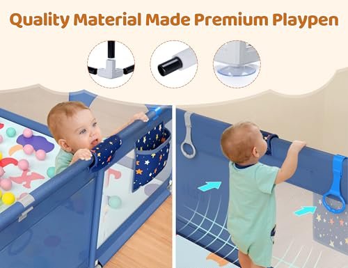 Baby Playpen with Mat, 71" × 59" Extra Large Playpen for Toddler, Baby Playard with Breathable Mesh, Fence Play & Sleep Area for Indoor & Outdoor