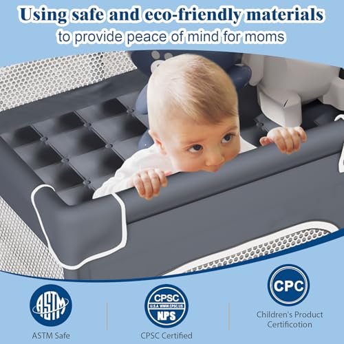 Baby Playpen with Mat, Kids Play Yard with Playmat, Toddler Playpen with Bag, Indoor & Outdoor Activity Center 50"x50"