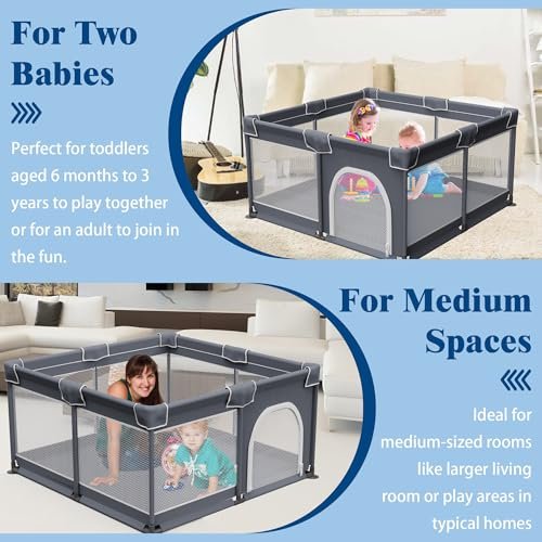 Baby Playpen with Mat, Kids Play Yard with Playmat, Toddler Playpen with Bag, Indoor & Outdoor Activity Center 50"x50"