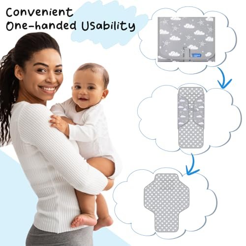 Baby Portable Changing Pad Travel - Waterproof Compact Diaper Changing Mat with Built-in Pillow - Lightweight & Foldable Changing Station, Newborn Shower Gifts