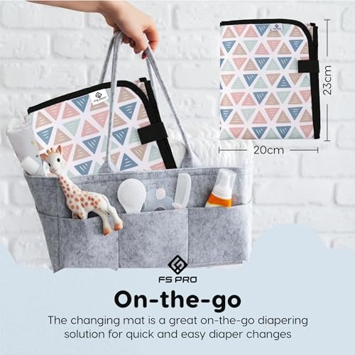 Baby Portable Diaper Changing Pad – Travel Change Pad Foldable Mat Wipe Clean Large Waterproof Nappy Mat Padded (Argyle)