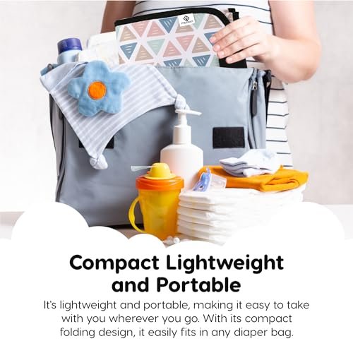 Baby Portable Diaper Changing Pad – Travel Change Pad Foldable Mat Wipe Clean Large Waterproof Nappy Mat Padded (Argyle)
