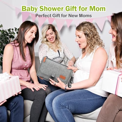 Baby Portable Diaper Changing Pad, Waterproof Travel Changing Mat with Built-in Pillow, Large Detachable Changing Pad for Newborn Girl & Boy Essentials with Smart Wipes Pocket (Changing Mat 27"x22")