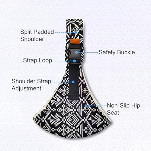 Baby Sling Carrier Newborn to Toddler Adjustable One-Shoulder Design with Hip Seat Support, Labor-Saving Baby Wraps Carrier 10-30 lbs(Black)