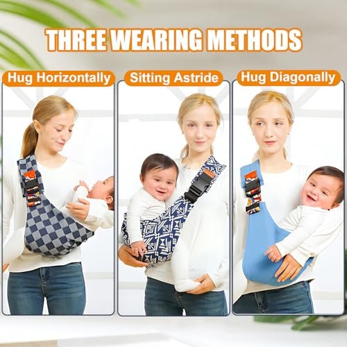 Baby Sling Carrier Newborn to Toddler Adjustable One-Shoulder Design with Hip Seat Support, Labor-Saving Baby Wraps Carrier 10-30 lbs(Black)