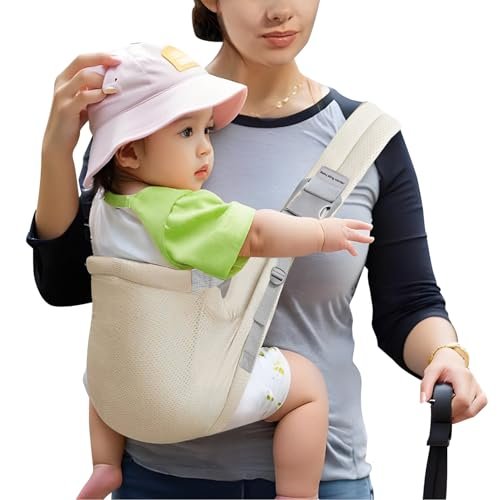Baby Sling Carrier Newborn to Toddler, Baby Hip Seat for Toddler Sling, Baby Holder Carrier, Nursing Sling, Carrying 10-30 lbs (Khaki)