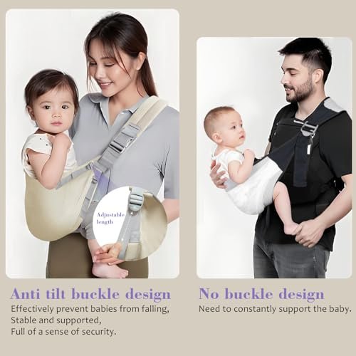 Baby Sling Carrier Newborn to Toddler, Baby Hip Seat for Toddler Sling, Baby Holder Carrier, Nursing Sling, Carrying 10-30 lbs (Khaki)