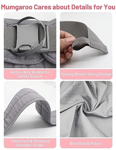 Baby Sling Carrier, Pure Cotton, Ergonomically Adjustable Baby Carrier Newborn to Toddler, Easy to Use, Portable, Ideal for 0-36 Months, Up to 33 lbs (Grey)