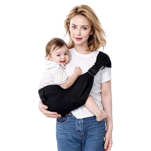 Baby Sling Carrier Toddler Carrier Boys Girls Newborn to Toddler Essentials Safety Non-Slip Baby Half Wrapped Sling Hip Holderr Carrying 8-35lbs(Black)