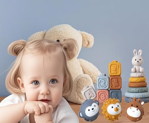 Baby Soft Textured Multi Soft Ball Gift Sets,Sensory Balls for Toddlers 06-18 Months,Cute Animal Shapes Sensory Balls for Babies,Montessori Toys for Babies 6-18 Months 6Pack(Standard Edition)