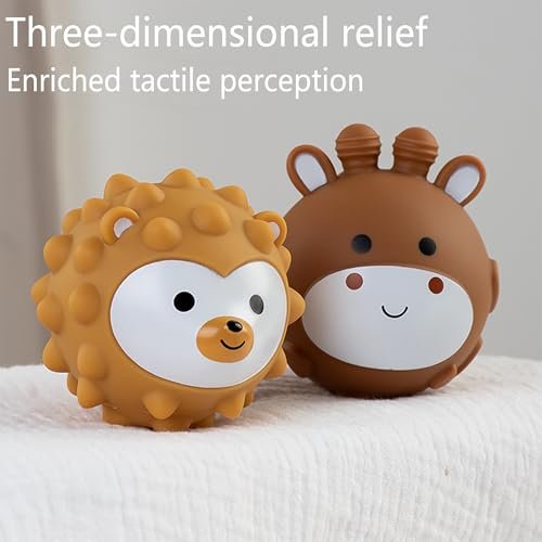 Baby Soft Textured Multi Soft Ball Gift Sets,Sensory Balls for Toddlers 06-18 Months,Cute Animal Shapes Sensory Balls for Babies,Montessori Toys for Babies 6-18 Months 6Pack(Standard Edition)