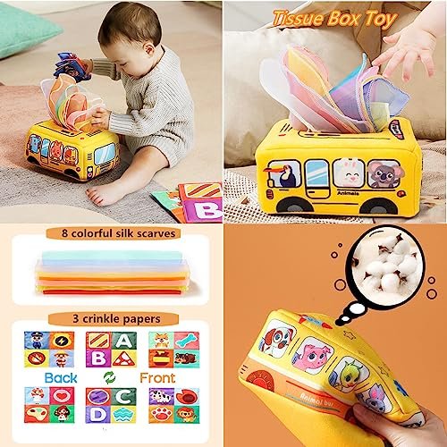 Baby Toys 6 to 12 Months, Montessori Toys for 1 Year Old, Silicone Pull String Teething Toy, Stacking Building Blocks Infant Toddler Toy 0-3, Color Shape Bin Sensory, Baby Boys&Girls Gifts
