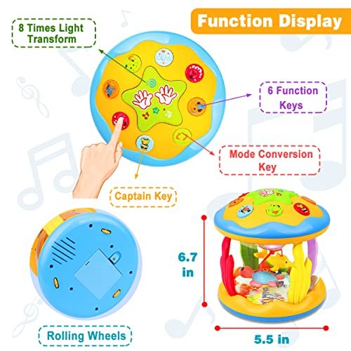 Baby Toys 6 to 12 Months - Musical Learning Infant Toys 12-18 Months - Babies Ocean Rotating Light Up Toy for Toddlers 1 2 3+ Years Old Boys Girls Baby Gifts
