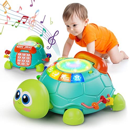 Baby Toys 6 to 12 Months, Tummy Time Toy for 12-18 Months, Musical Turtle Crawling Toys with Light & Sound, Birthday Gift Early Educational Toy for Baby Infant 6 7 8 9 10 Months 1 2 Year Old