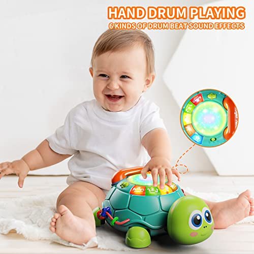 Baby Toys 6 to 12 Months, Tummy Time Toy for 12-18 Months, Musical Turtle Crawling Toys with Light & Sound, Birthday Gift Early Educational Toy for Baby Infant 6 7 8 9 10 Months 1 2 Year Old