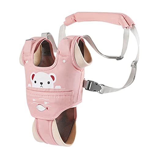 Baby Walking Harness Handheld Baby Walker Assistant Belt Adjustable Toddler Infant Walker Safety Harnesses Standing Up and Walking Learning Helper with Detachable Crotch for 9-24 Month (Pink)