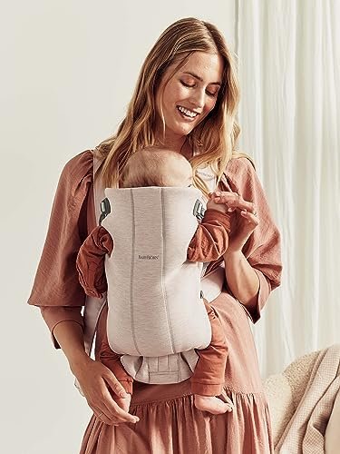 BabyBjörn Baby Carrier Mini, 3D Jersey, Light Beige | Newborn Carrier (7-25 lbs), Ergonomic, Easy-to-Use