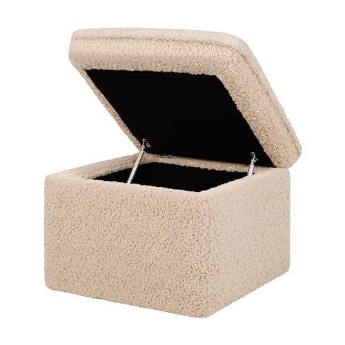 Babyletto Cali Storage Ottoman in Chai Shearling, Greenguard Gold Certified
